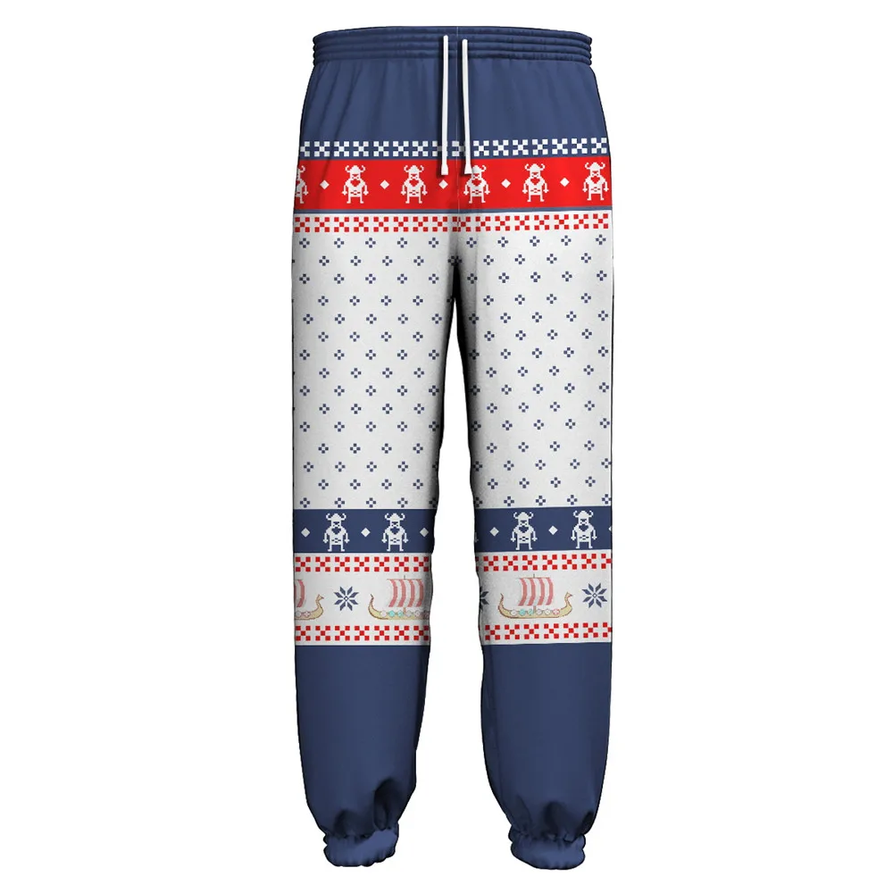 

CLOOCL Ugly Christmas Pants 3D Printed Viking Ship Odin God Striped Trousers Harajuku Pockets Sweatpant Jogging Men Clothing