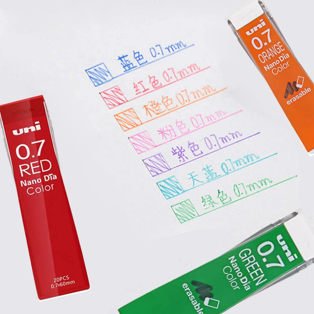 1pcs Japan UNI Color Lead 0.7mm Erasable Mechanical Pencil Refill Nano Dia 202NDC Non Breakable Cute School Art Supplies 2