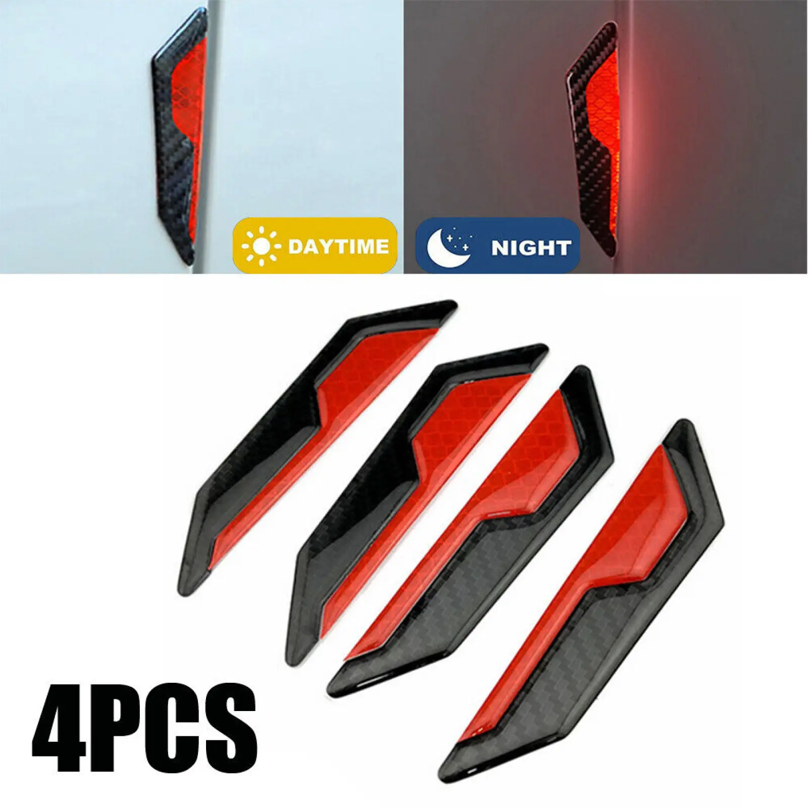 

4Pcs Car Door Anti-Collision Strip Body Stickers Reflective Warning Stickers Decorative Scratch-Resistant Modified Universal