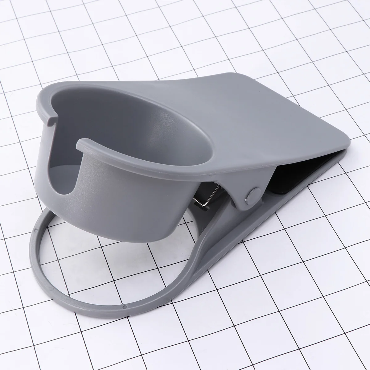 Drinking Cup Holder Clip Table Bottle Cup Stand Water Coffee Mug Holder Saucer Clip Design for Home Office (Grey)
