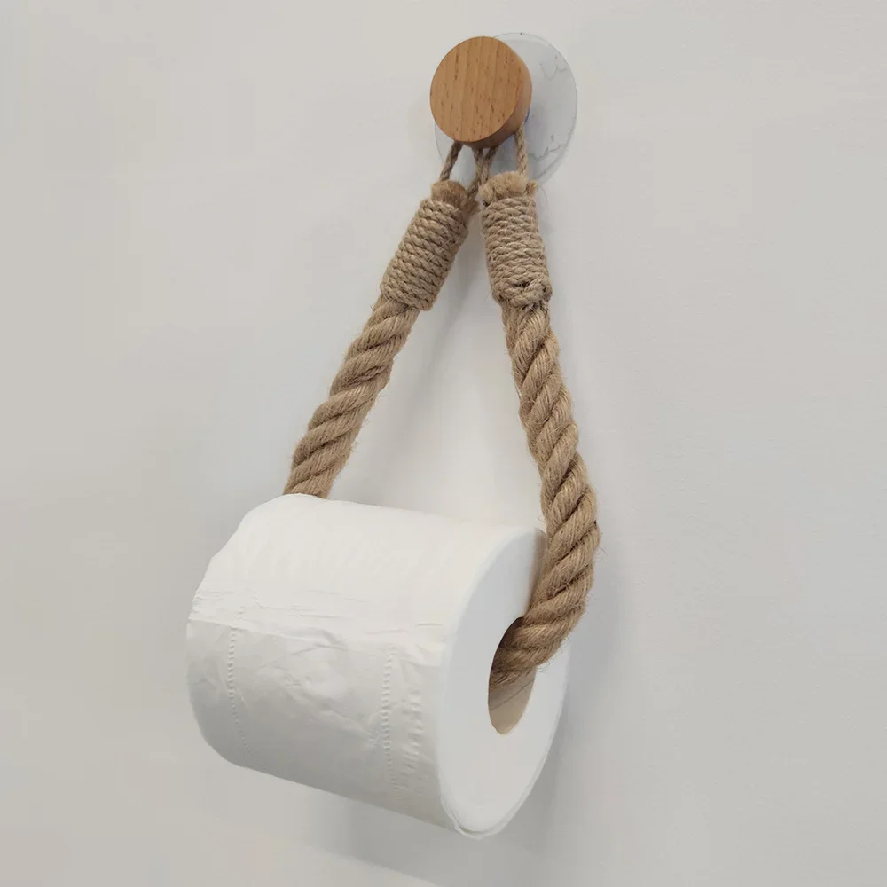 Vintage Towel Hanging Rope Toilet Paper Holder Home Hotel Bathroom Decoration Storage Rack Suction Cup Wall Mounted