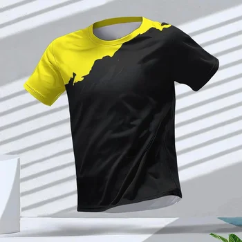 T-shirt sportiva da uomo per corsa, ad asciugatura rapida, traspirante, a maniche corte, girocollo, top da palestra, abbigliamento da uomo per allenamento all'aperto
