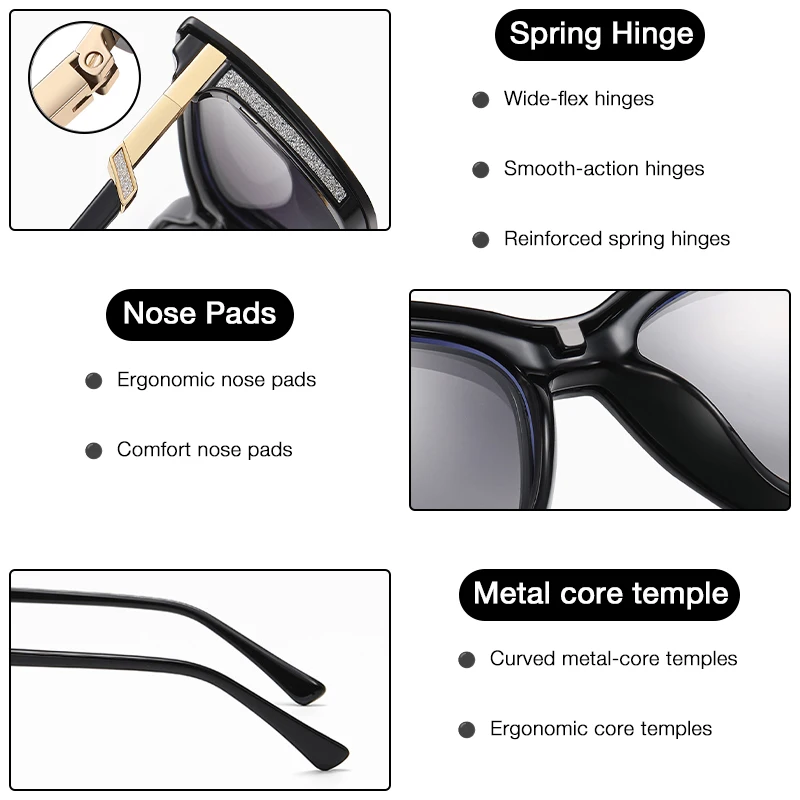Women Prescription Reading Glasses Optic Lenses Myopia Eyewear High-quality Detachable Magnetic Clips Sunglasses Uv400 Female - 5