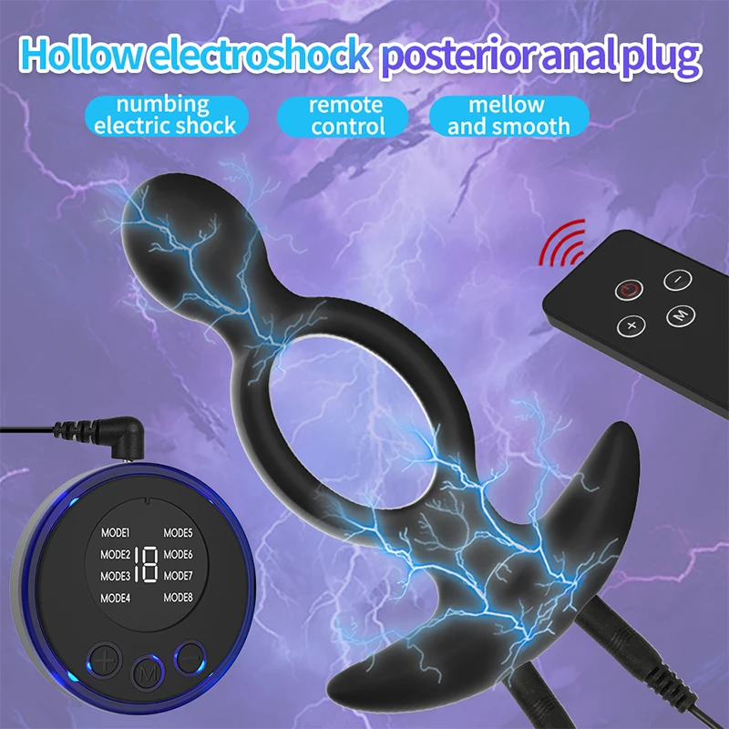 Electrosex Electrostimulator Anal Butt Plug Estim E-stim Hollow Core Buttplug Electro BDSM Anus Dilator Electric Shock Sex Toys