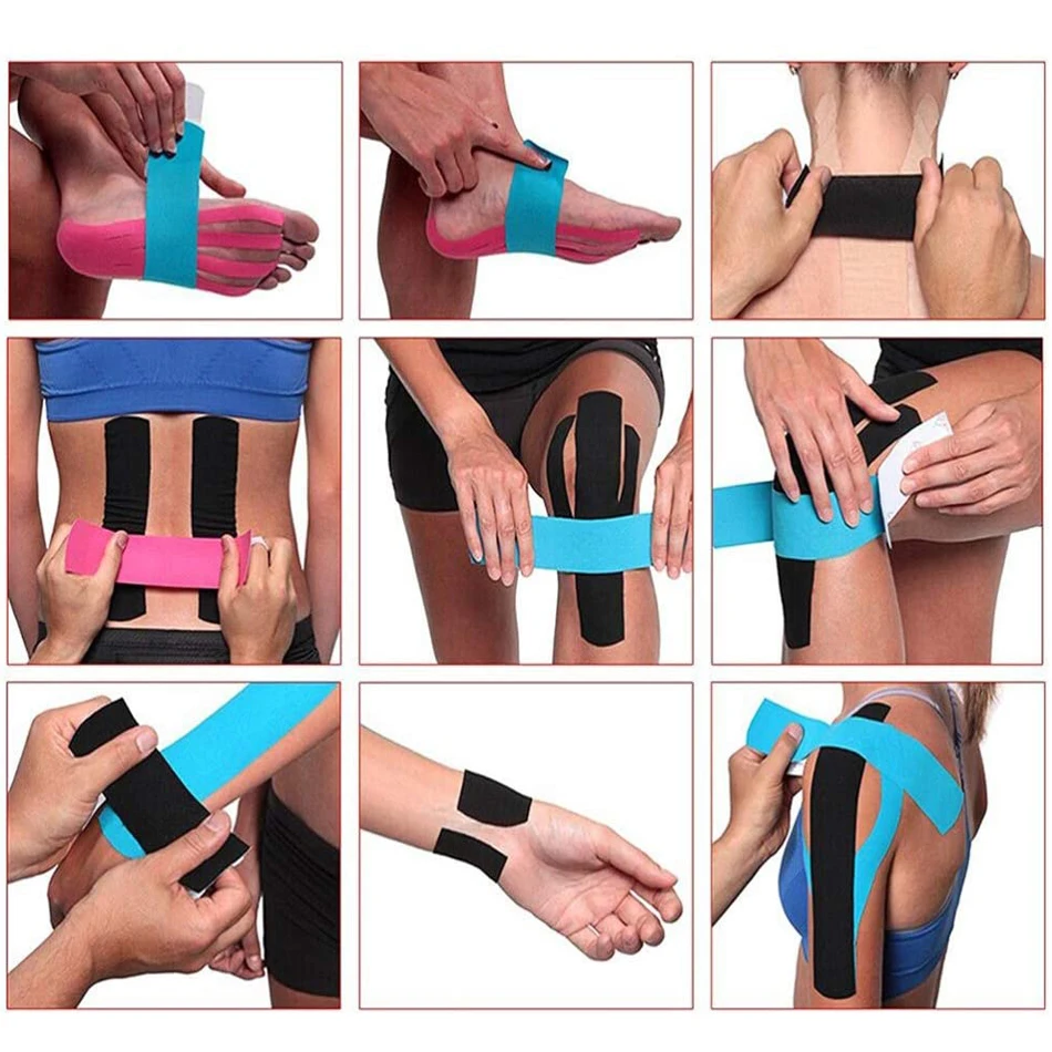Kinesiology Tape 5 Size Athletic Recovery Self Adherent Wrap Taping Medical Muscle Pain Relief Knee Pads Protector