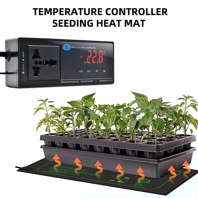 Plant Heating Mat with Digital Thermostat Controller for Seed Starting Greenhouse Rooting Germination Grow Pad EU US UK AU PLUG