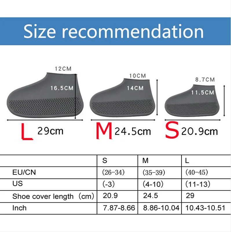 Waterproof Non-slip Silicone Shoe High Elastic Wear-resistant Unisex Rain Boots for Outdoor Rainy Day Reusable Shoe Cover 1 Pair