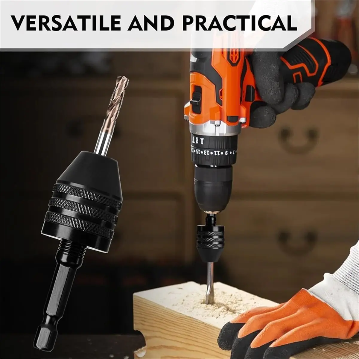 Keyless Shank Drill Chuck Adapter Set,1/4" Hex Shank Quick Change Bit ...