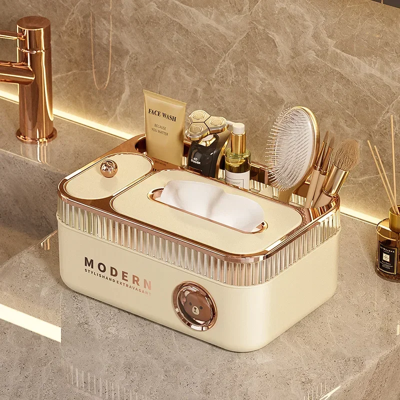 Luxury Cream Paper Towel Box Multi-Function Creative Home Living Room Tabletop Remote Controller Storage Drawer Box For Extracta 3