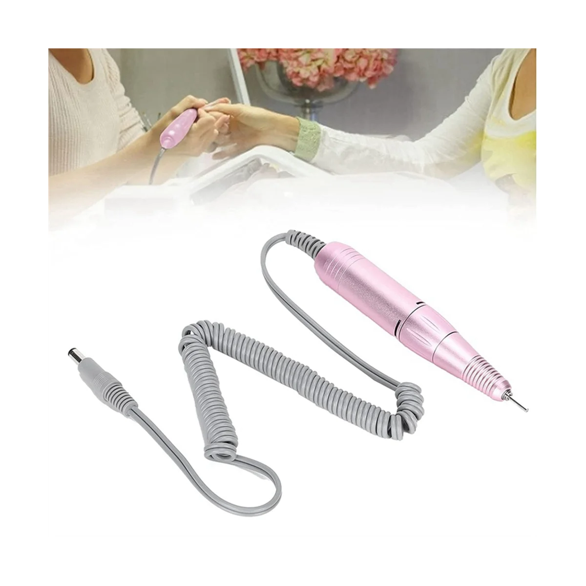 

Electric Nail Drill Handle 35000RPM Nail Arts Drill Hand File Polish Grind Machine Manicure Drill Accessory Pink