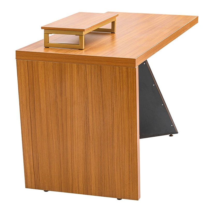 63"Modern Executive Desk ,Rustic Industrial Wooden Writing Desk,Study Desk with Monitor Stand,Rectangular Computer for Home