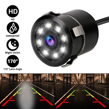 Telecamera per retromarcia per auto a 8 LED telecamera per retromarcia da parcheggio a 170 ° per visione notturna CCD telecamere di Backup grandangolari impermeabili