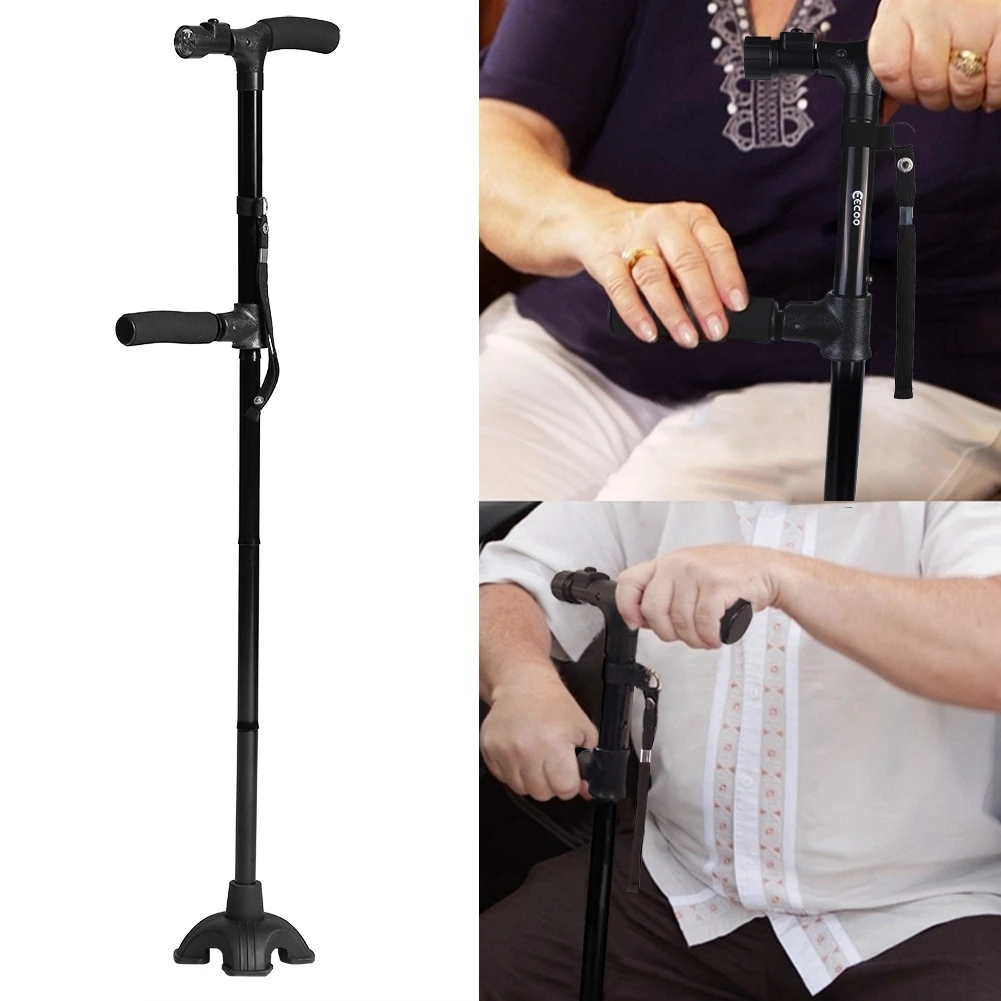 Self Standing Folding Walking Cane Lightweight Walking Stick with LED Light and Cushion Handle Handle Folding Cane Walking Stick