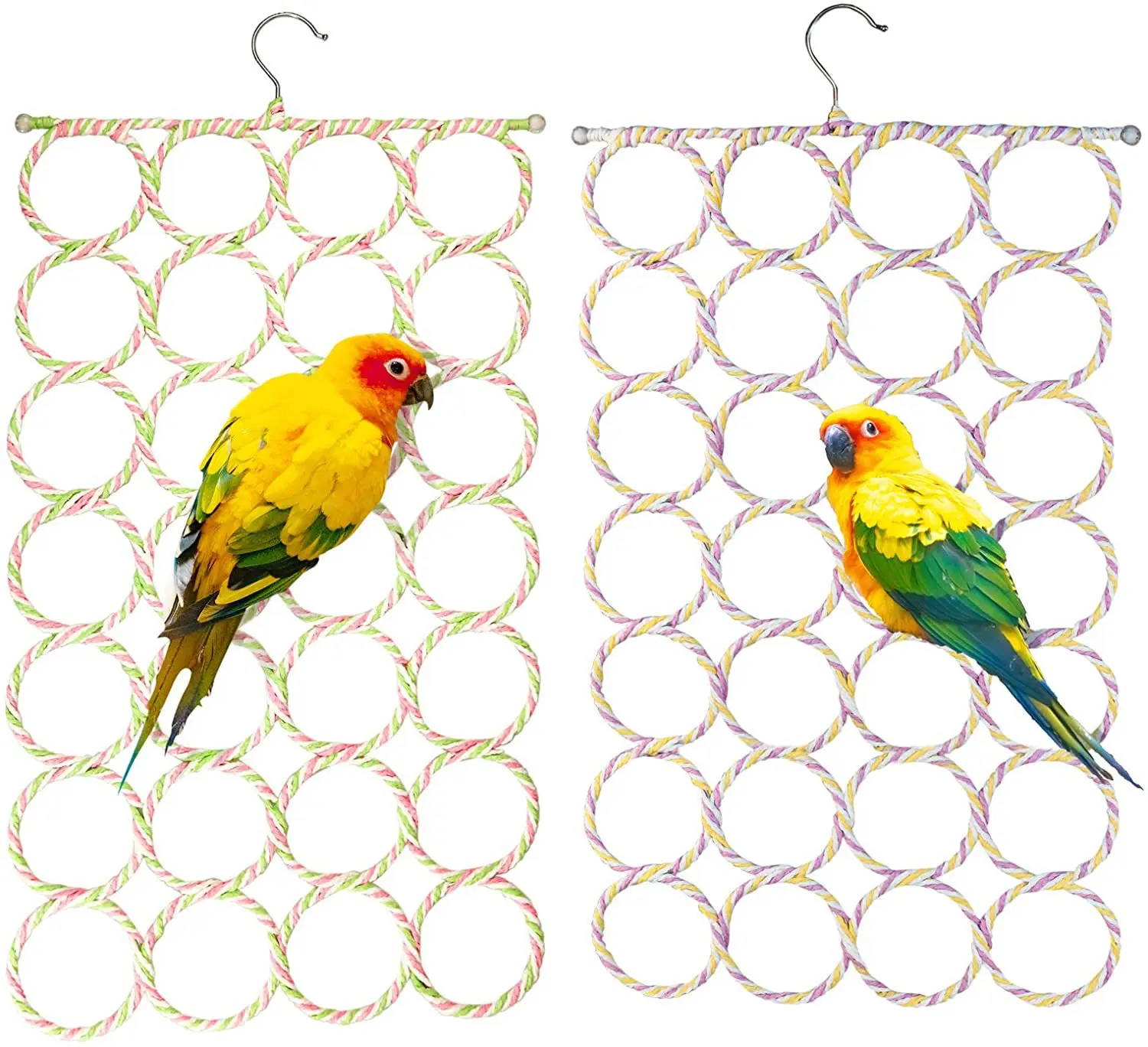 Bird Climbing Net Parrot Swing Toys With Hooks Bird Supplies For Cockatoos Parakeets Lovebirds Pet Supplies