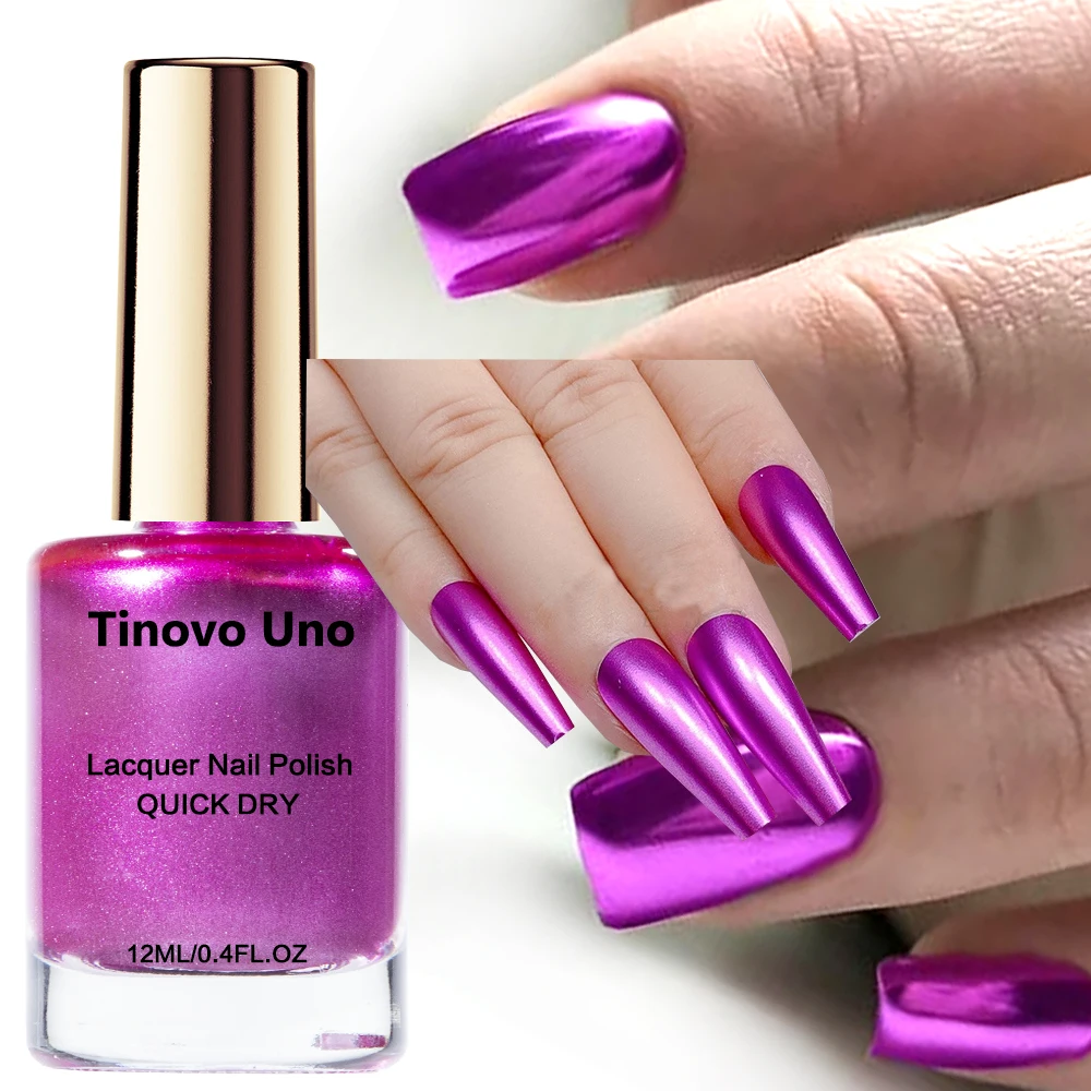 Tinovo Uno Metallic Nail Polish Mirror Effect Rose Purple Red Chrome Nail Lacquer Quick Dry Regular Growth Treatment Polish nail polish