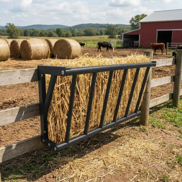 Wall Mount Hay Feeder Rack, Heavy Duty Carbon Steel Hay Holder, Large Capacity for Horses Goats Cattle Sheep Livestock,Farm Use