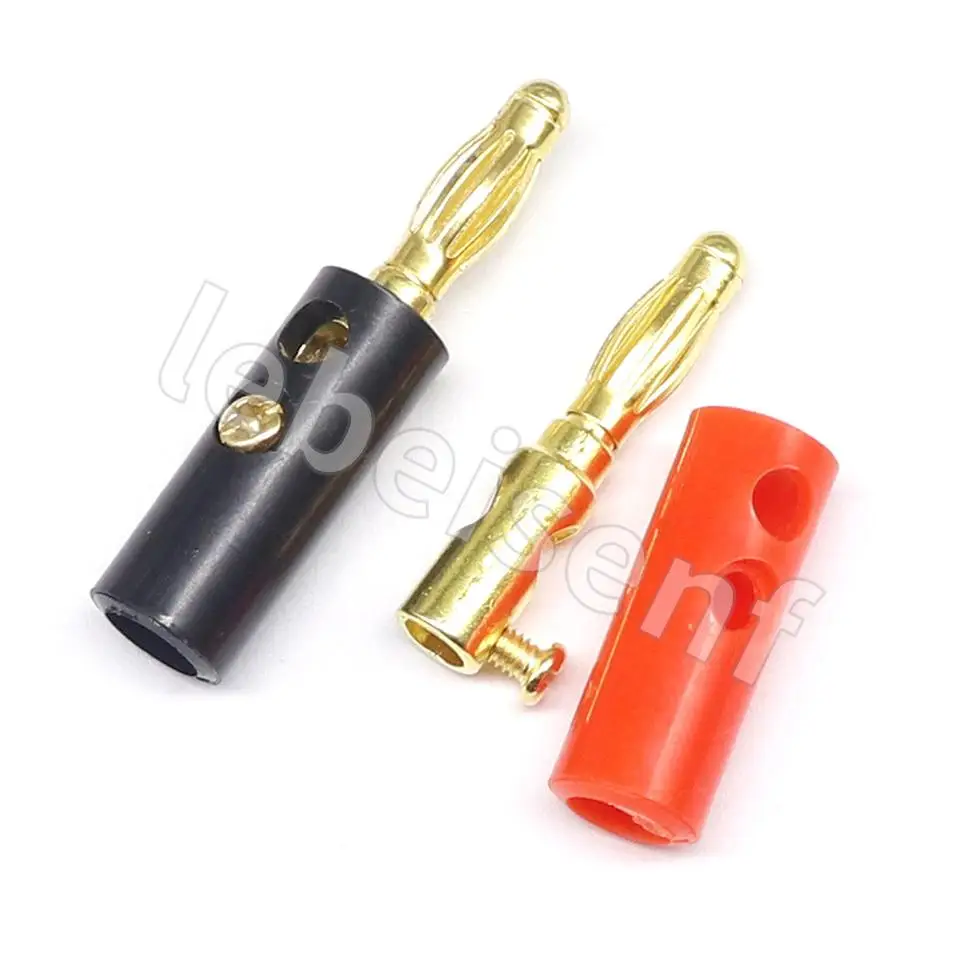 10 Stück/5 Paar Audio-Lautsprecher-Schraube, Bananen-Goldplatte, Steckverbinder, 4 mm, Schwarz, Rot, Online-Großhandel, Nickel/Gold – Detail 2