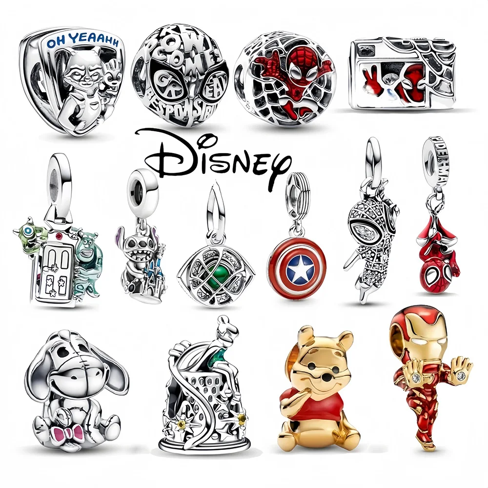 Disney The Avengers Spider Man Bead 925 Silver Plated Charm Fit Original Pandora Bracelets Necklace Pendant Accessories Jewelry