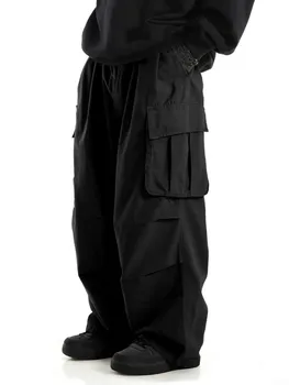 plus Size Men's Workwear Wide Leg Pants Loose Street Style Trendy Cargo Trousers