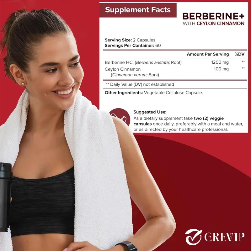 Berberine Capsules Berberine HCl 1200 mg Supports Detoxification and Digestive Health