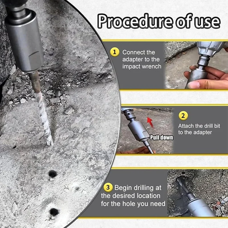 Electric Wrench To Hammer Adapter,1/2 Conversion Head Connector Rod Electric Hammer Drill