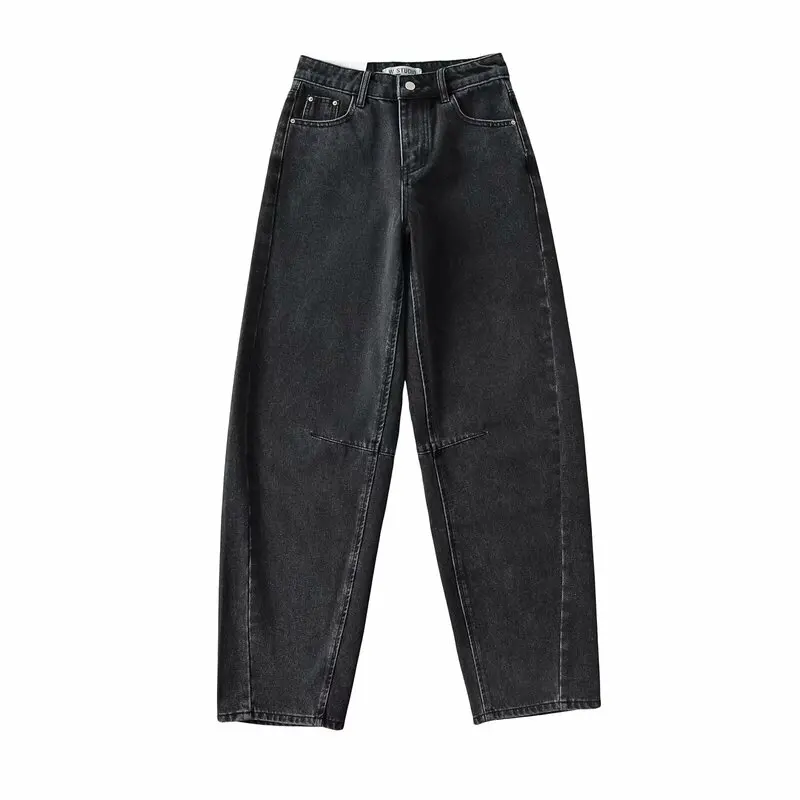 Fall 2024 Women's Versatile American Retro Mid-Waist Waed Arc Blade Jeans High Waist Long Pants Faionable Casual Trousers