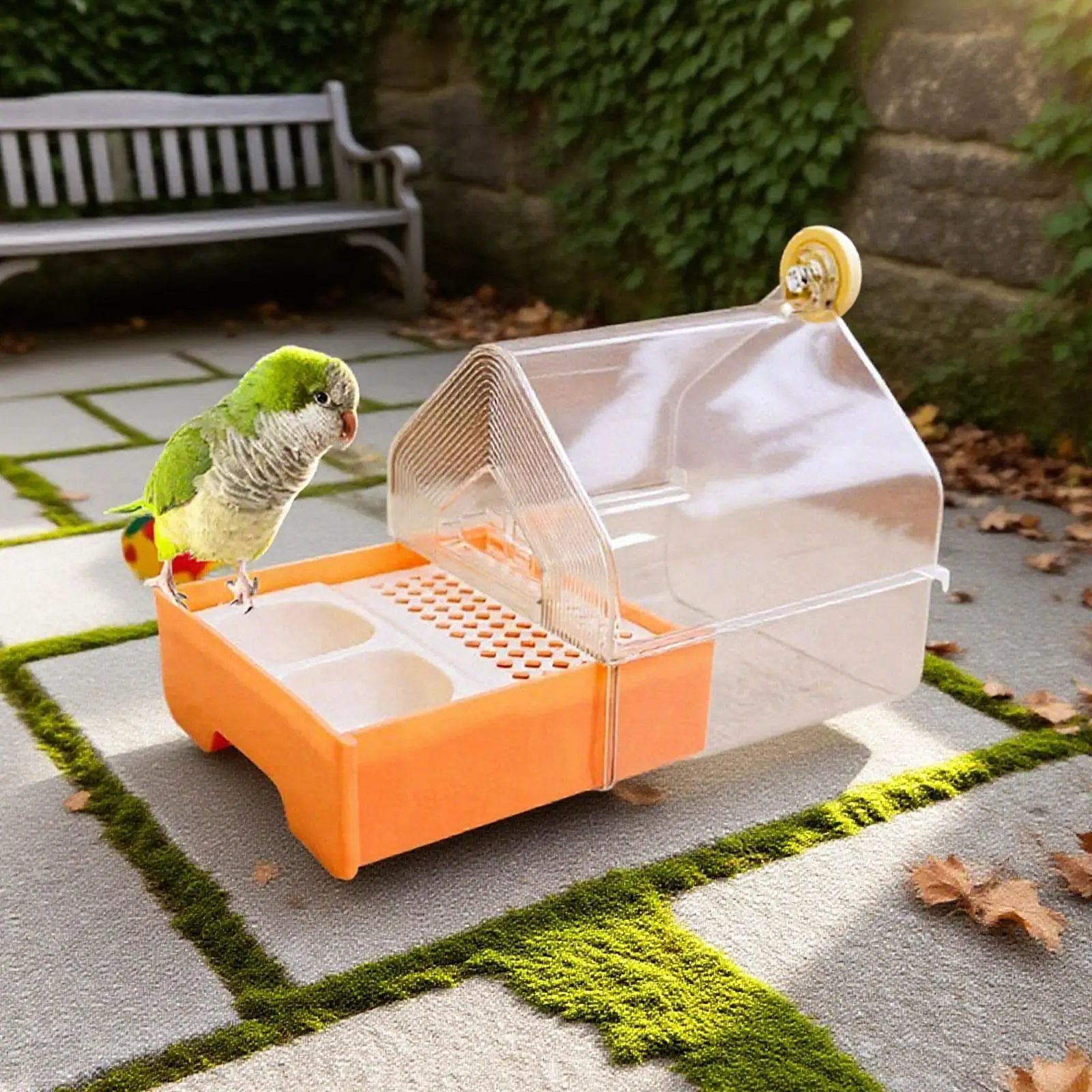 Hanging Bird Bath with Feeder House Food Feeder Holder Clear Bird Bathtub for