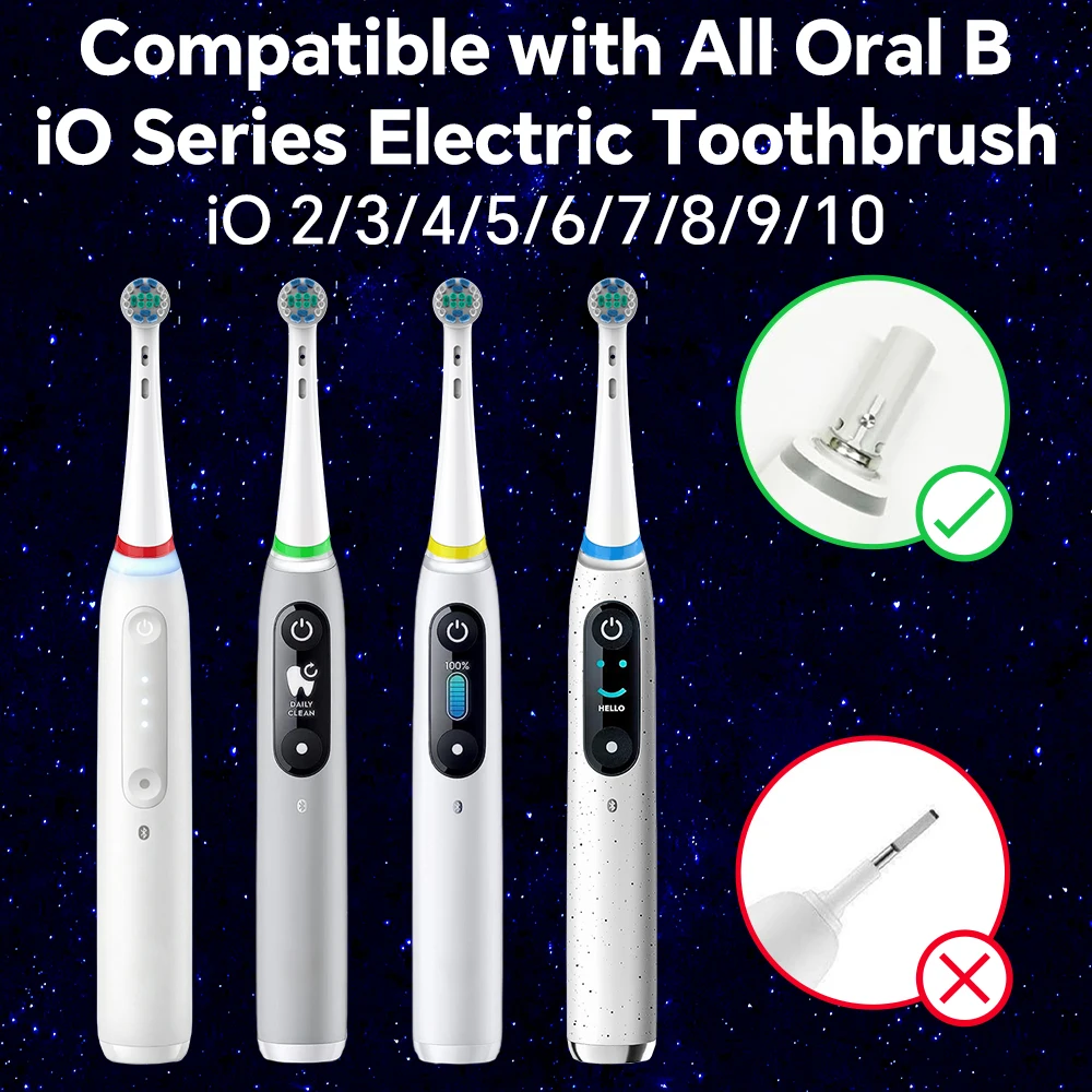 4개의 회전식 교체용 브러시 헤드와 칫솔 홀더, 오랄비 iO 2/3/4/5/6/7/8/9 시리즈 전동 칫솔과 호환 가능
