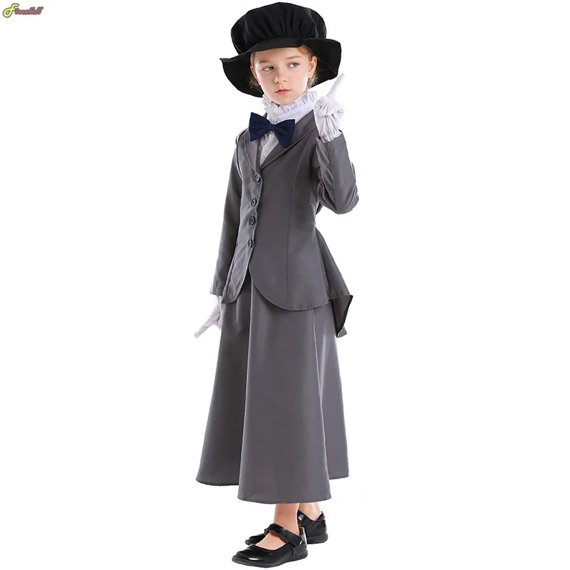

Girls Teacher Magic Blazer Nanny Costume Kids Child Uniforms Outfit Mary Poppins Cosplay Fantasia Halloween Mardi Gras Dress Up