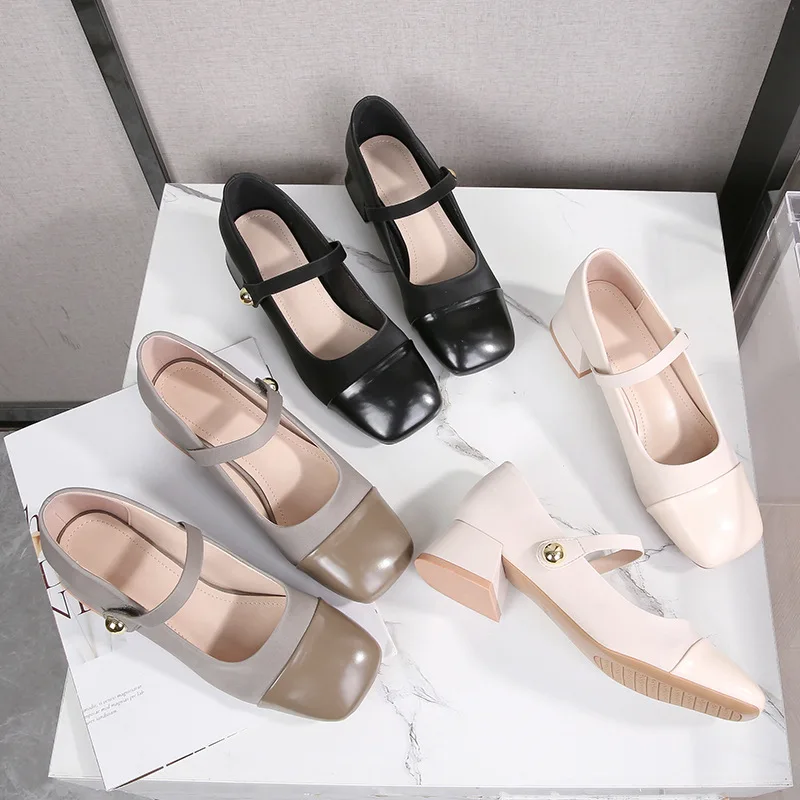 

Женские туфли на каблуке с квадратным носком, Повседневные кроссовки с закрытым носком, универсальные осенние модные женские классические туфли, Новинка лета 2024