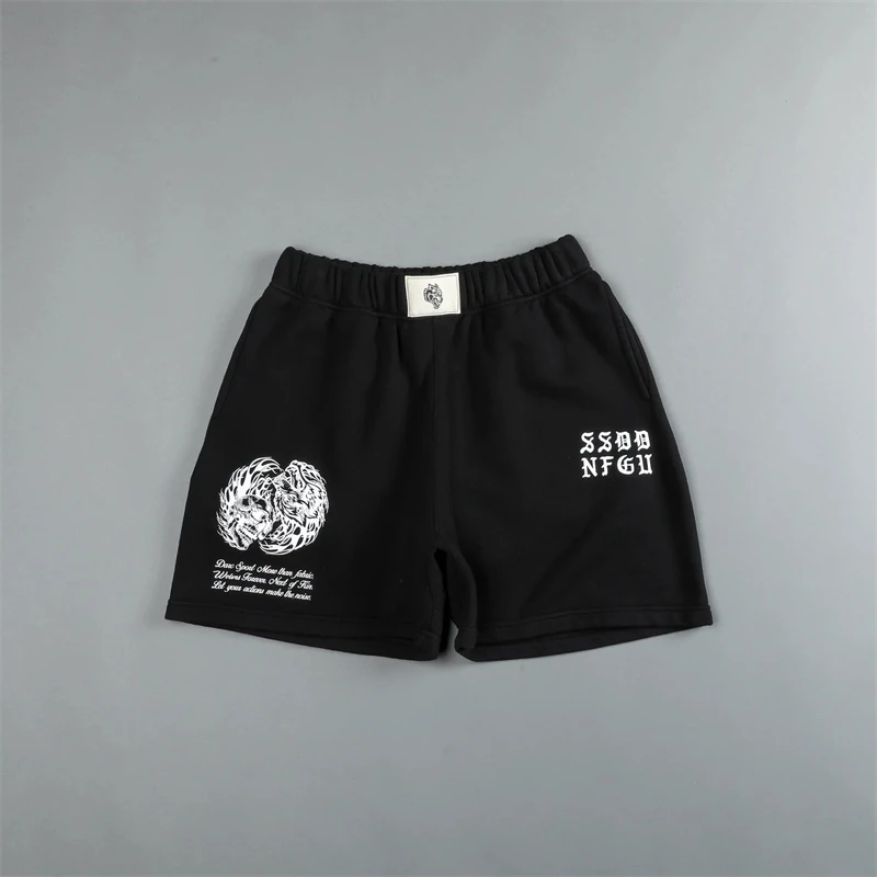 Streetwear Cotton Men's Shorts 2023 Summer Loose Casual Pants Capris Fashion Print Running Exercise Pants