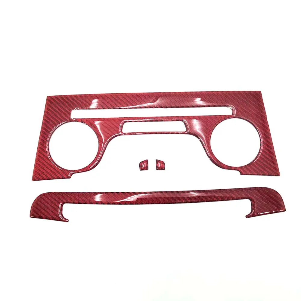 

4Pcs Red Carbon Fiber Center Console AC CD Panel Cover For Dodge Charger 11-14