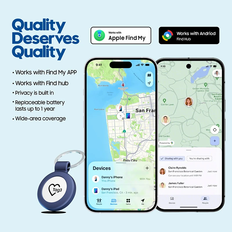 iOS 안드로이드용 스마트 트래커 태그 분실 방지 GPS 애완동물 열쇠 수하물 찾기 애플 찾기 및 구글 내 장치 찾기 네트워크와 호환