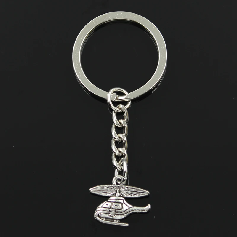 Mode 30mm Schlüssel Ring Metall Schlüssel Kette Keychain Schmuck Antike Silber Farbe Überzogen Hubschrauber Flugzeug 15x19mm anhänger