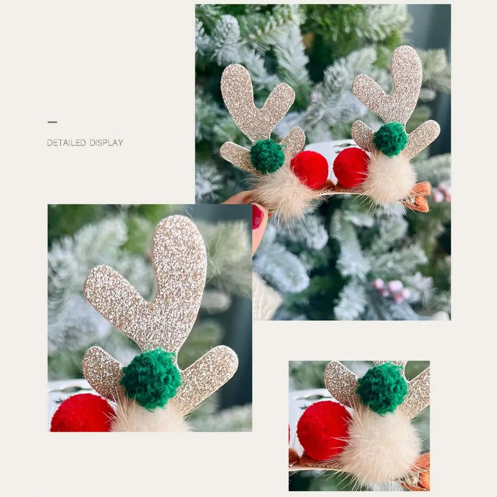 

Sweet Hairpins Christmas Hairpins Festive Berry Ball Elk Horn Clips Anti-slip Lightweight Headwear for Merry Christmas for Girls