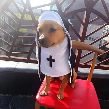 Role Play Dog Costumes Halloween Dog Costume Cosplay Funny Nun Costume Sister Habit Pet Cloth Cute Dress Up Pet Costume For 6