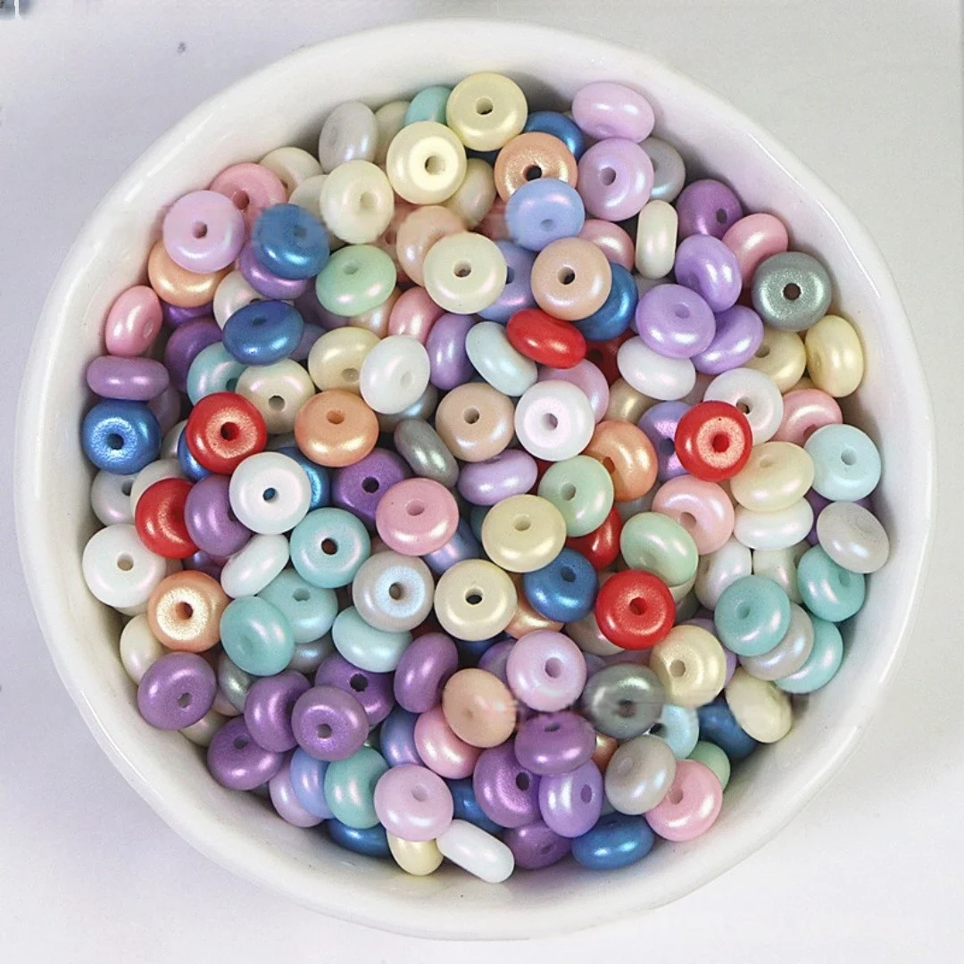 3x6mm 모조 진주 컬러 유리 주판 비즈, 휠 비즈, 안전 버클, 수제 DIY 비드 비즈, 루즈 비즈 55pcs