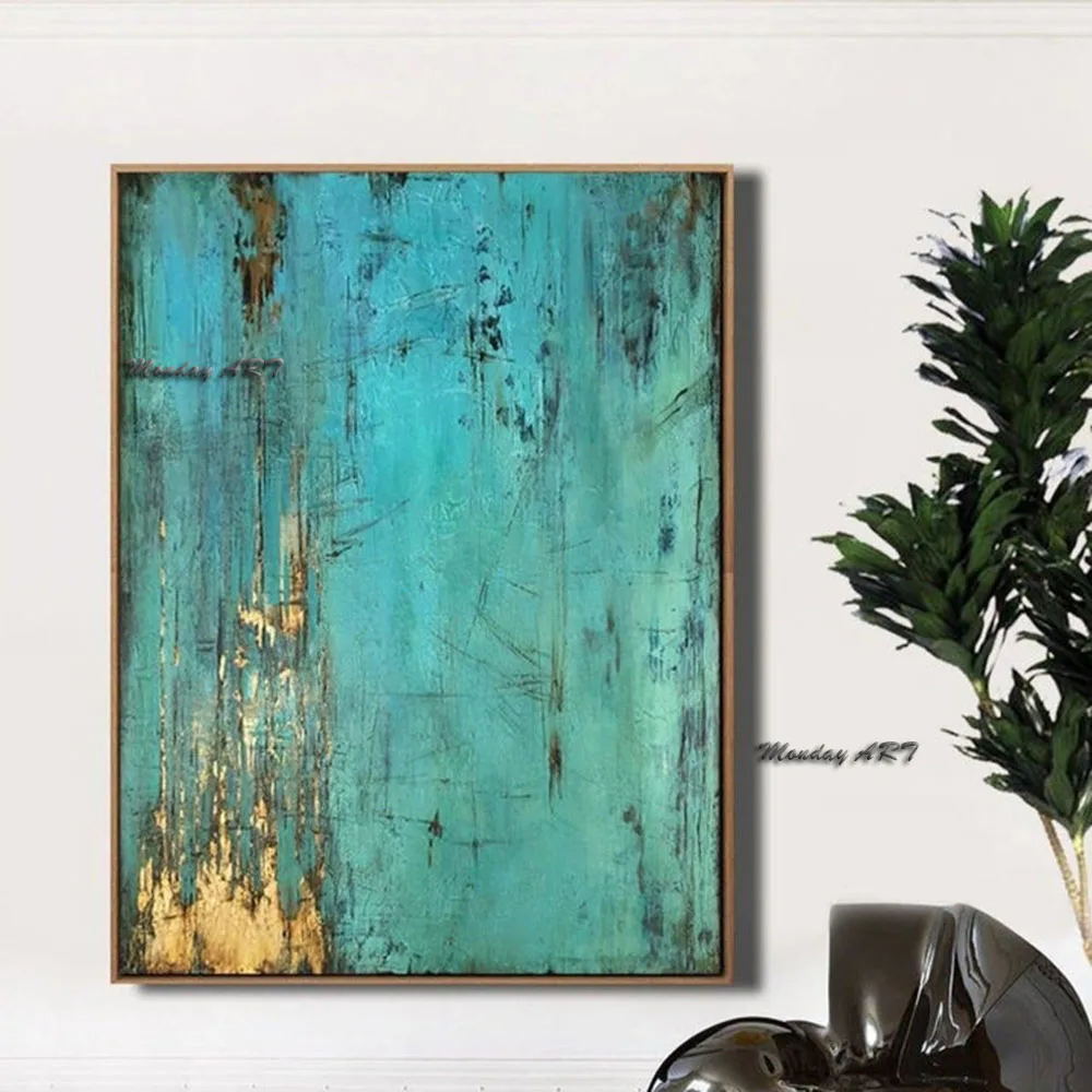 

Large Abstract Original Artwork Blue Art Gold Painting On Canvas Wall Art