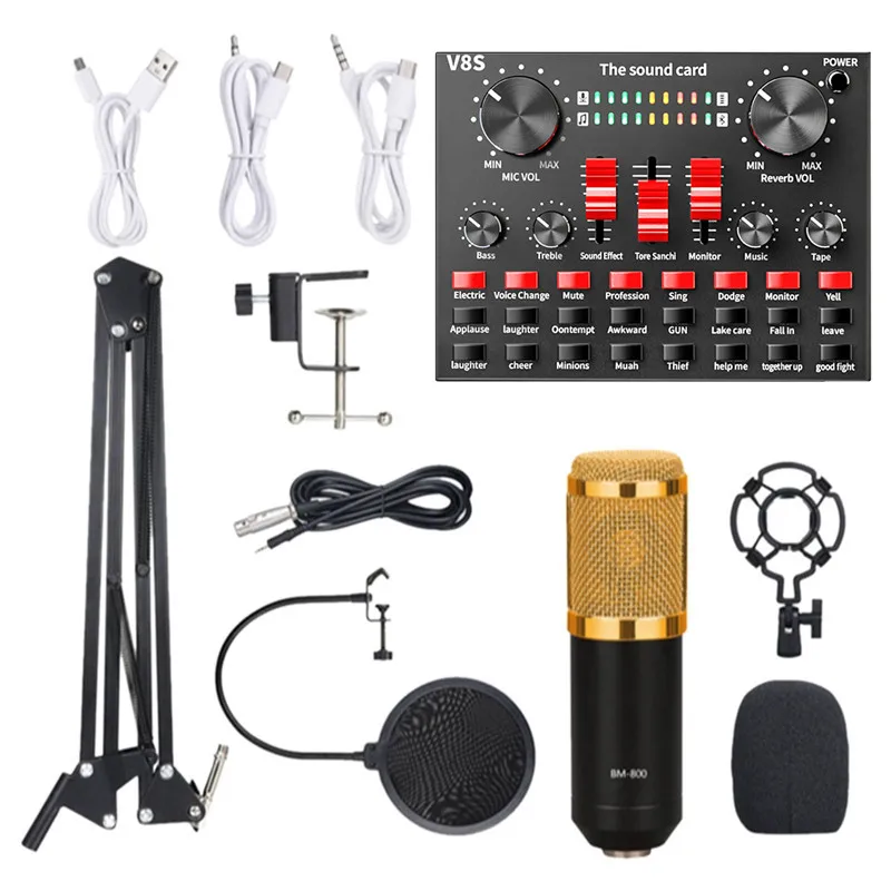 Equipment For Recording Musicbm800 Professional Condenser Microphone Kit  With Live Sound Card For Recording