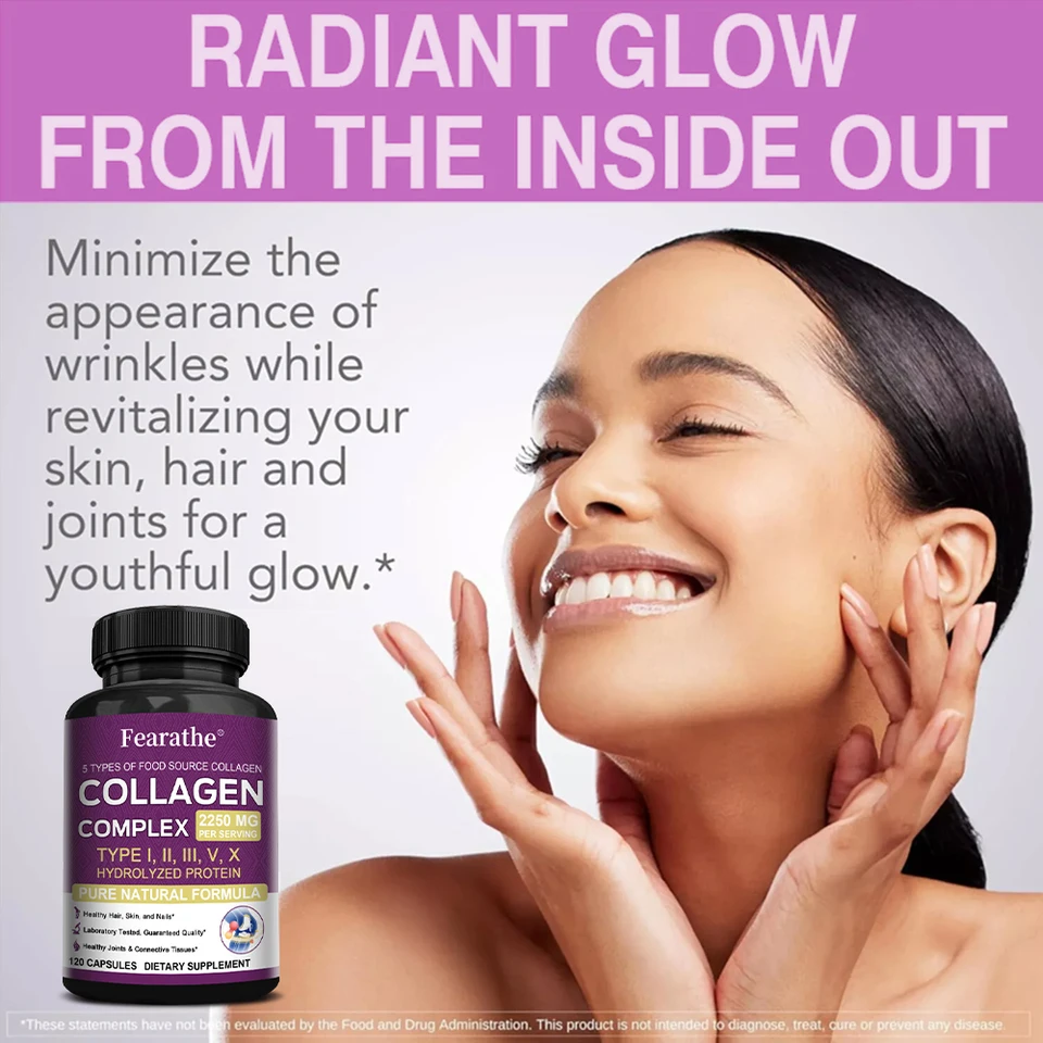 Multi-Collagen Capsules Men And Women - Hydrolyzed Type I II III V X For Skin, Hair, Nails, Bones, Joints, Nutrition_voghion.com