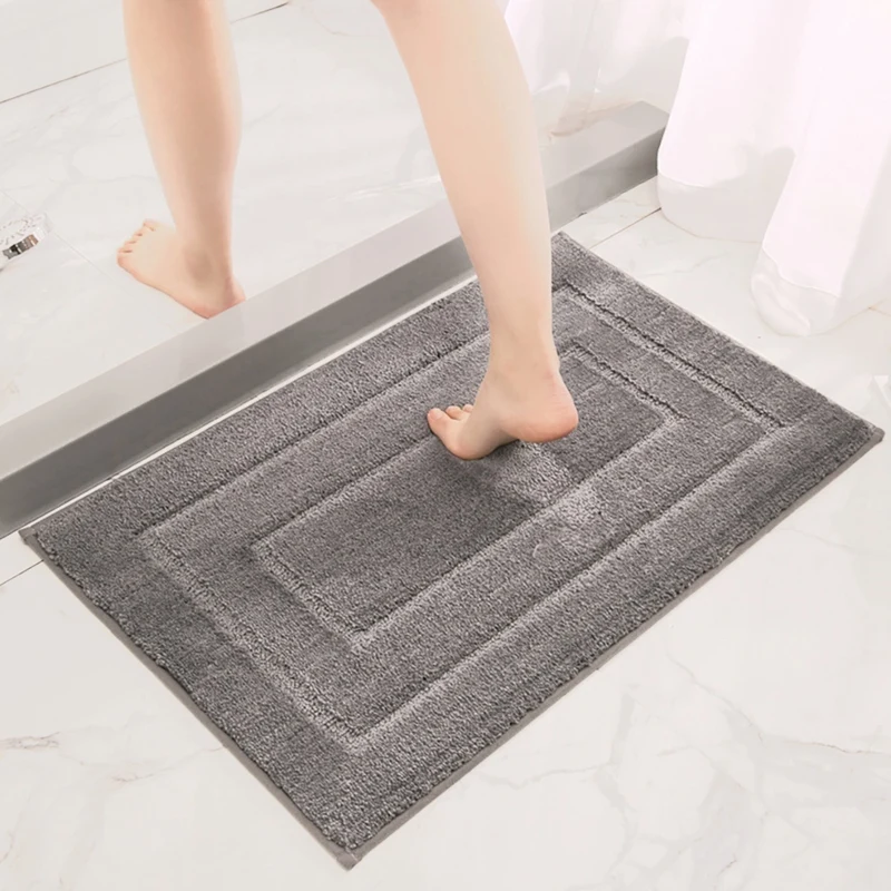 1Pcs Bathroom Mats Luxury Soft Absorbent Plush Gray Bathroom Rugs