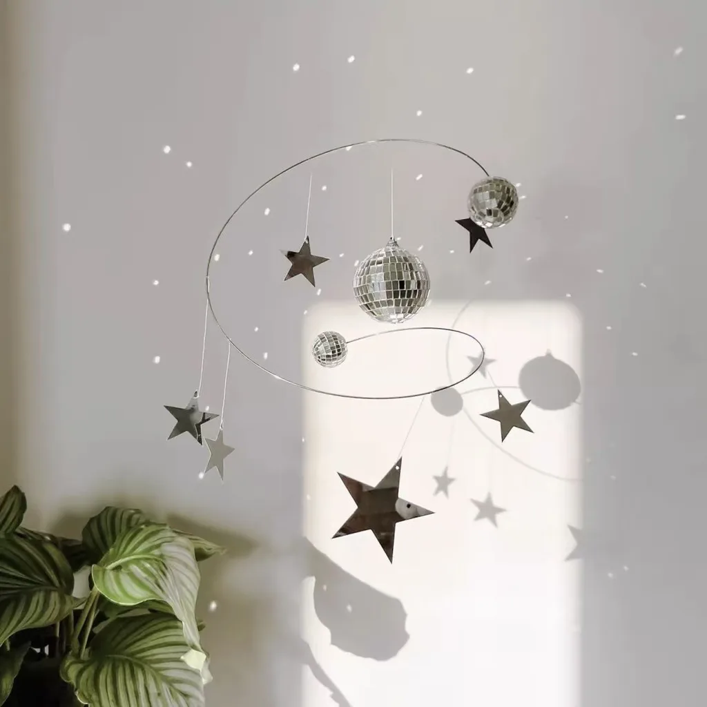 DIY 아크릴 행잉 모빌 홈데코 선물 반사형 행잉 장식 모던 별빛 밤 모빌 (가정, 스튜디오, 교사용)