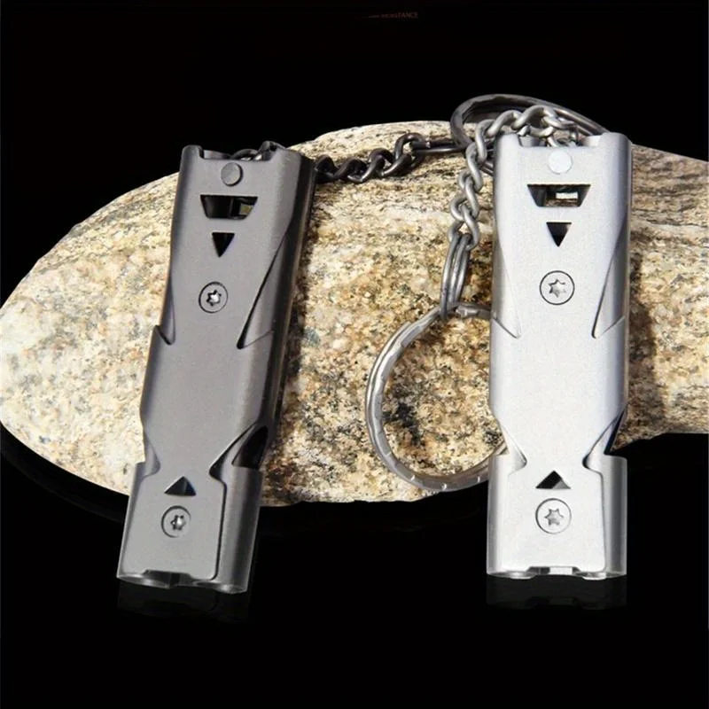 Whistle Keychain 1Pcs for Survival Outdoor Hiking Camping Double Tube Lifesaving Emergency SOS