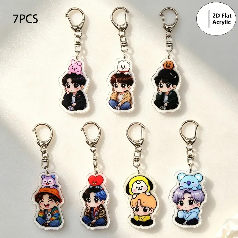 7 Stück/Set KPOP Acryl-Schlüsselanhänger, niedliche Taschenanhänger als Geschenk für Fans