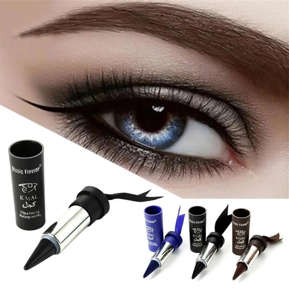 Women Smoky Eyes Eyeliner Pencil Waterproof Sweat Lasting No Blooming Solid Thick Black Bold Eyes Gel
