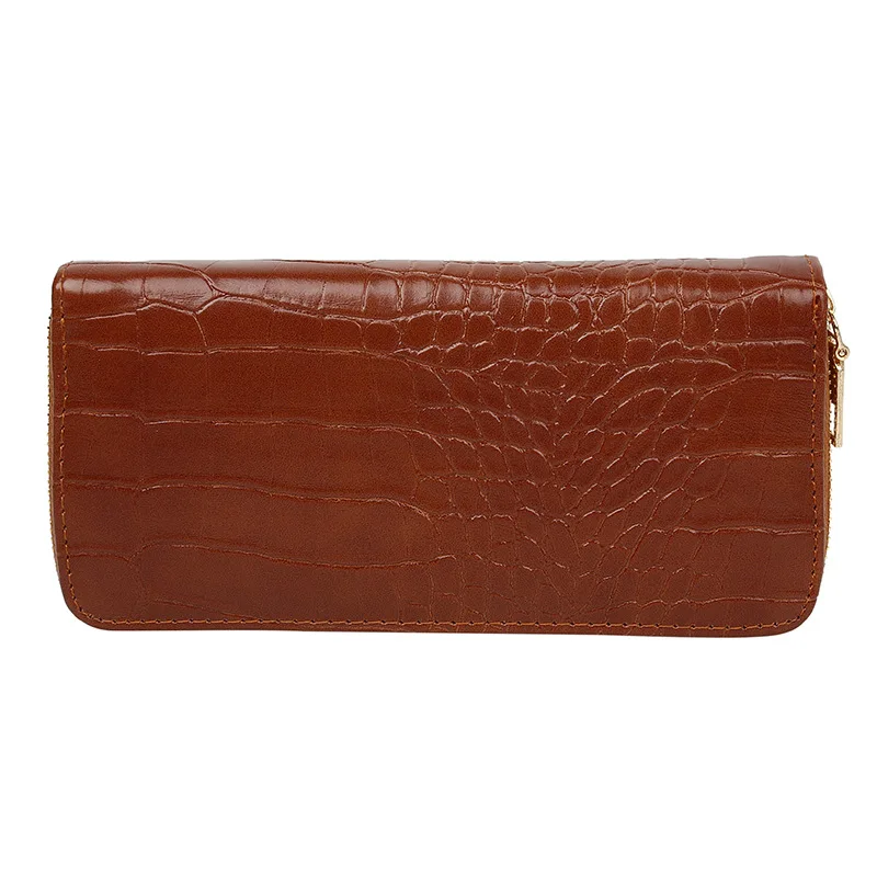 Handbag Lady Wallet With Patterned Zipper, Long Style, Women'S Leather Purse For Everyday Use
