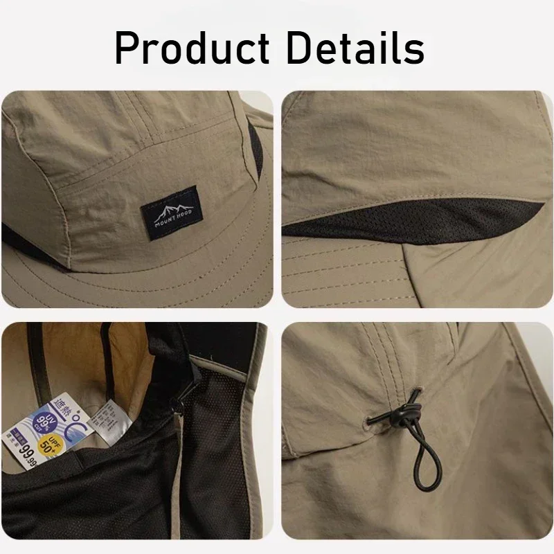 Unisex Summer Wide Brim Waterproof and Quick drying Panama Caps Outdoor Visor Bucket Hats Mesh Breathable Sun Hat with Neck Flap sun hats