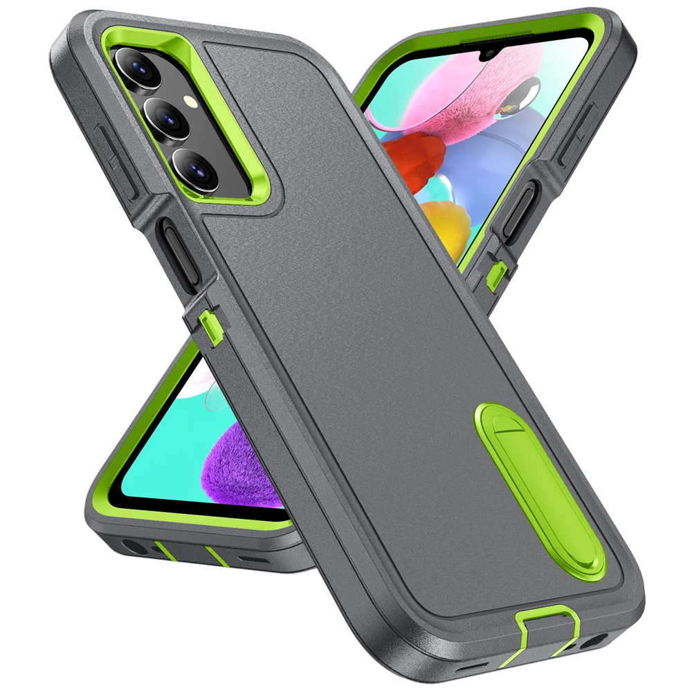 3-in-1 Hybrid Shockproof Armor Case with Matte Folding Stand Cover