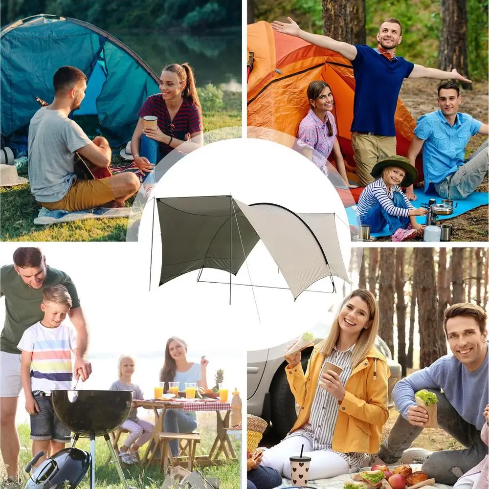 Description Picture 5 of itemCamping Canopy Tent Outdoor Sun & Rain Shelter Thickened Family Picnic Beach Awning Lightweight Bushcraft Backpacking Tarp