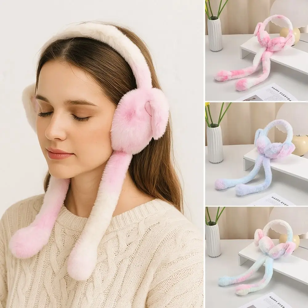 Plush Rabbit Ear Muffs Soft Winter Warm Earmuffs for Women Girls